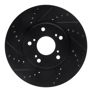 Honda Accord Brake Rotor (1) - Front Left - R1 Concepts - Drilled & Slotted - Black - `13-`22